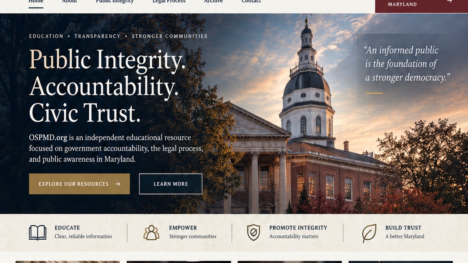 Maryland courthouse and public integrity theme